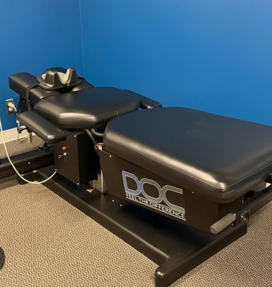 Spinal Decompression Special DOC spinal decompression table in a treatment room at Southeast Chiropractic: The Motion Centers